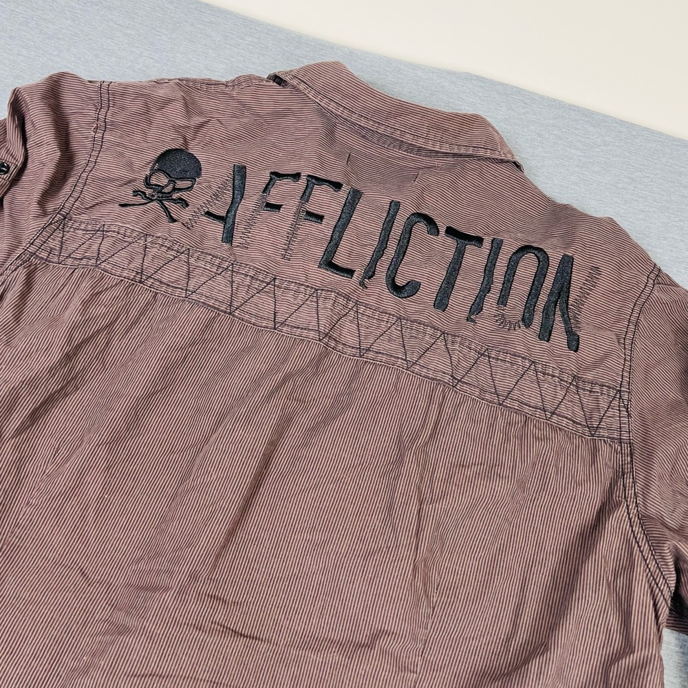 Affliction Men's Brown Shirt Jacket with Skull Detail